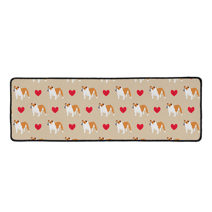 Love English Bulldog Pattern Print Long Kitchen Mat