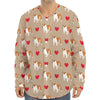 Love English Bulldog Pattern Print Long Sleeve Baseball Jersey