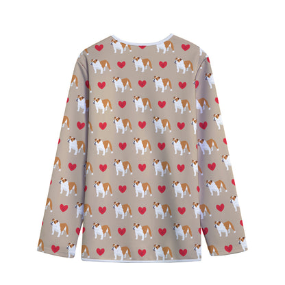 Love English Bulldog Pattern Print Long Sleeve Short Coat