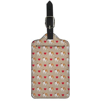 Love English Bulldog Pattern Print Luggage Tag