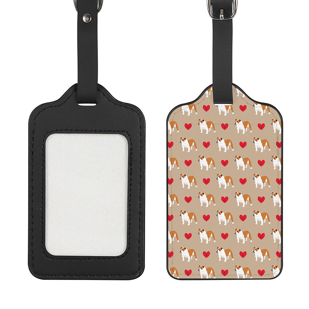 Love English Bulldog Pattern Print Luggage Tag