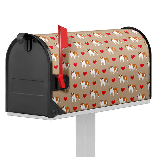 Love English Bulldog Pattern Print Mailbox Cover