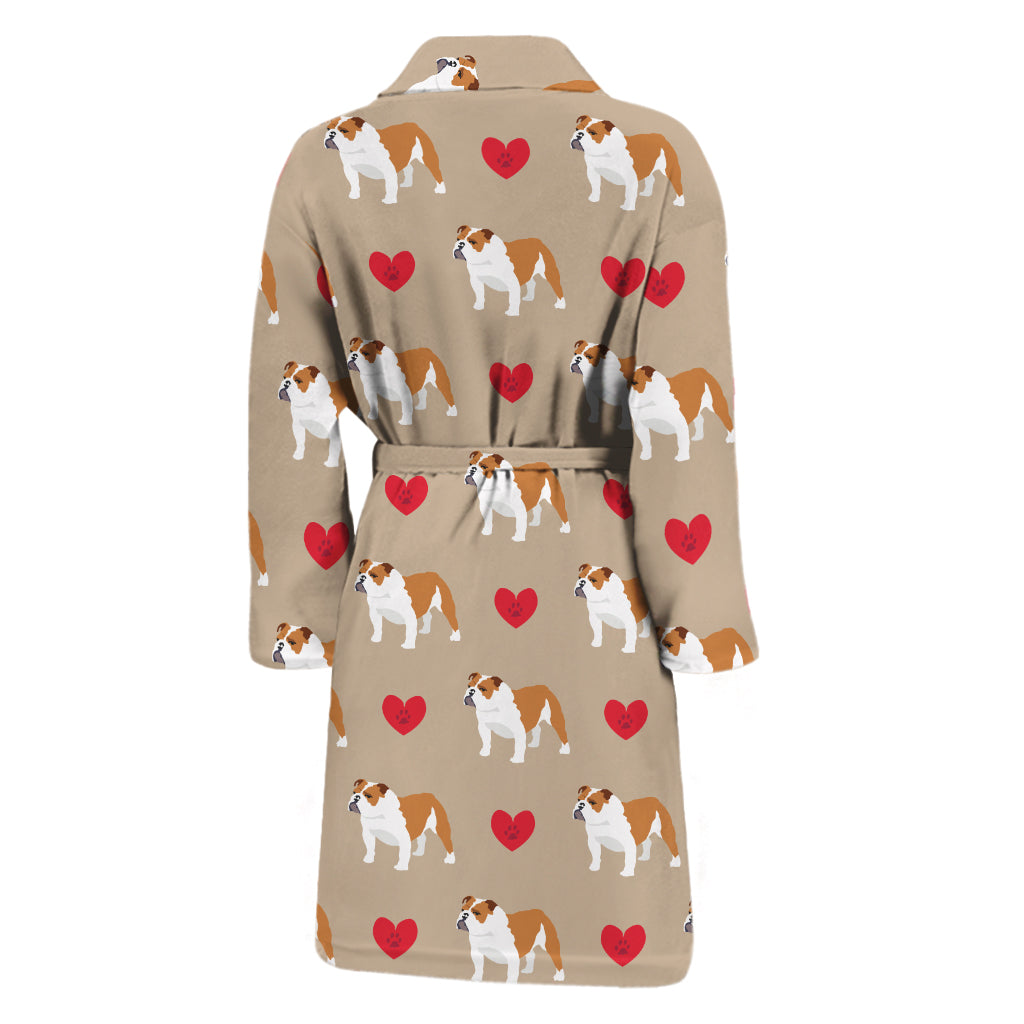 Love English Bulldog Pattern Print Men's Bathrobe
