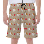 Love English Bulldog Pattern Print Men's Beach Shorts