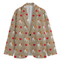 Love English Bulldog Pattern Print Men's Blazer