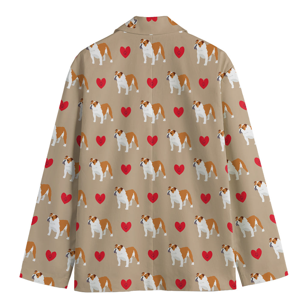 Love English Bulldog Pattern Print Men's Blazer