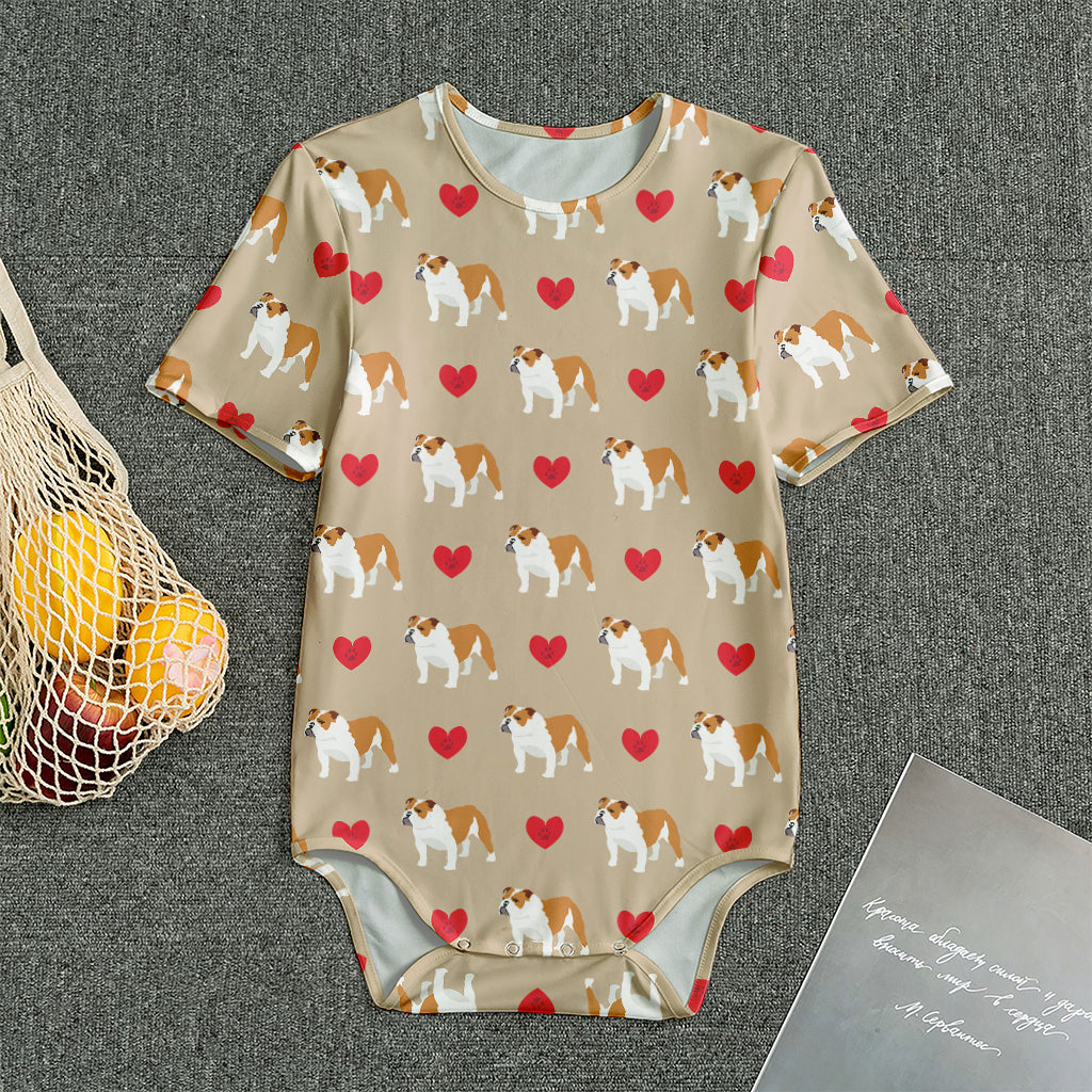 Love English Bulldog Pattern Print Men's Bodysuit