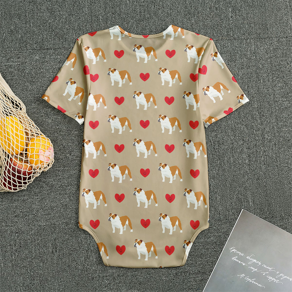 Love English Bulldog Pattern Print Men's Bodysuit