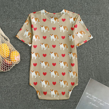 Love English Bulldog Pattern Print Men's Bodysuit