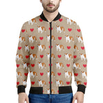 Love English Bulldog Pattern Print Men's Bomber Jacket