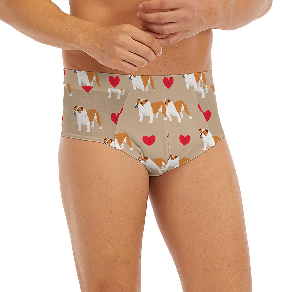 Love English Bulldog Pattern Print Men's Briefs