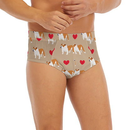 Love English Bulldog Pattern Print Men's Briefs