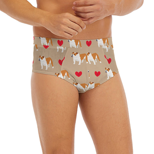 Love English Bulldog Pattern Print Men's Briefs