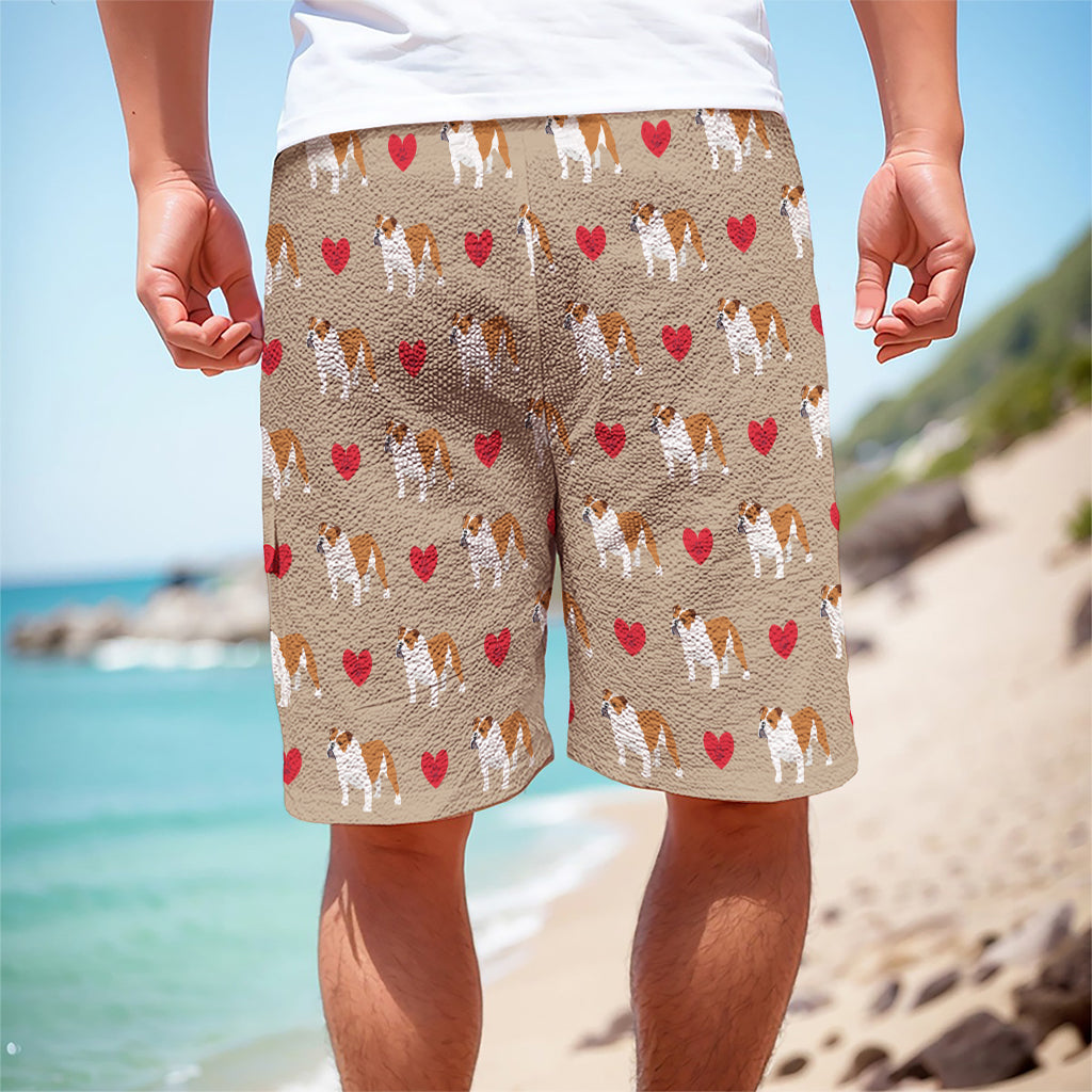 Love English Bulldog Pattern Print Men's Cargo Shorts