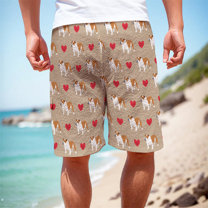 Love English Bulldog Pattern Print Men's Cargo Shorts