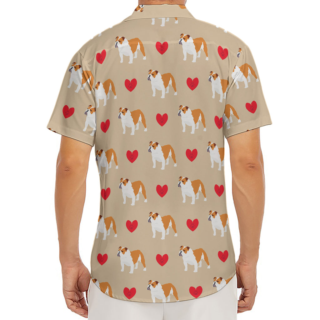 Love English Bulldog Pattern Print Men's Deep V-Neck Shirt