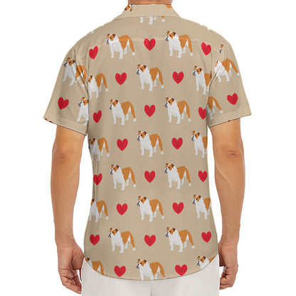 Love English Bulldog Pattern Print Men's Deep V-Neck Shirt