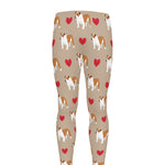 Love English Bulldog Pattern Print Men's leggings