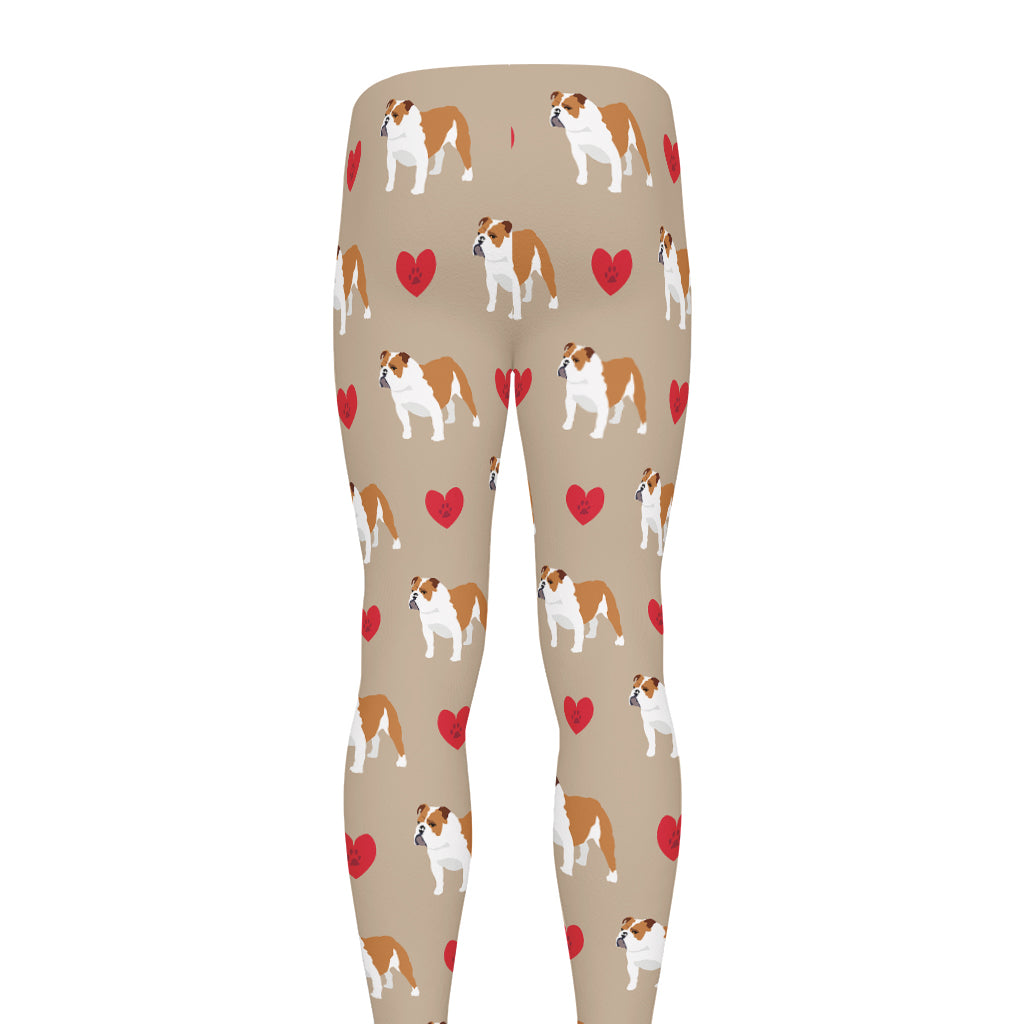 Love English Bulldog Pattern Print Men's leggings