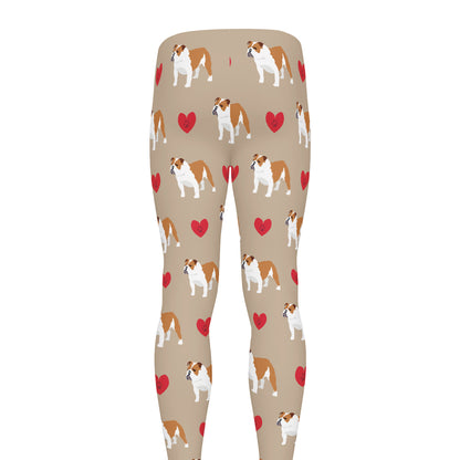 Love English Bulldog Pattern Print Men's leggings