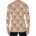 Love English Bulldog Pattern Print Men's Long Sleeve T-Shirt