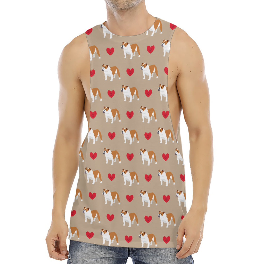 Love English Bulldog Pattern Print Men's Muscle Tank Top