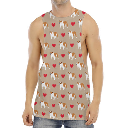 Love English Bulldog Pattern Print Men's Muscle Tank Top