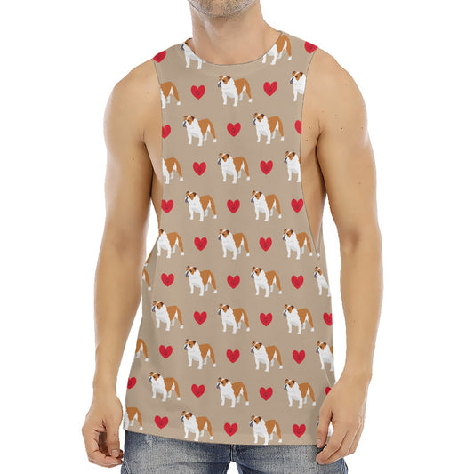 Love English Bulldog Pattern Print Men's Muscle Tank Top