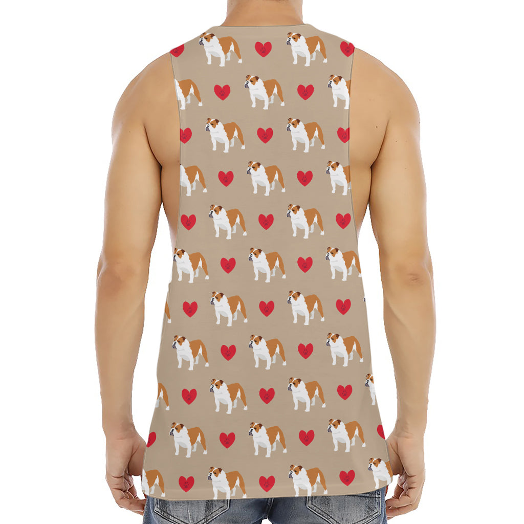 Love English Bulldog Pattern Print Men's Muscle Tank Top