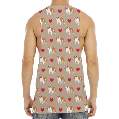 Love English Bulldog Pattern Print Men's Muscle Tank Top