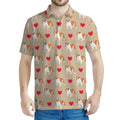 Love English Bulldog Pattern Print Men's Polo Shirt