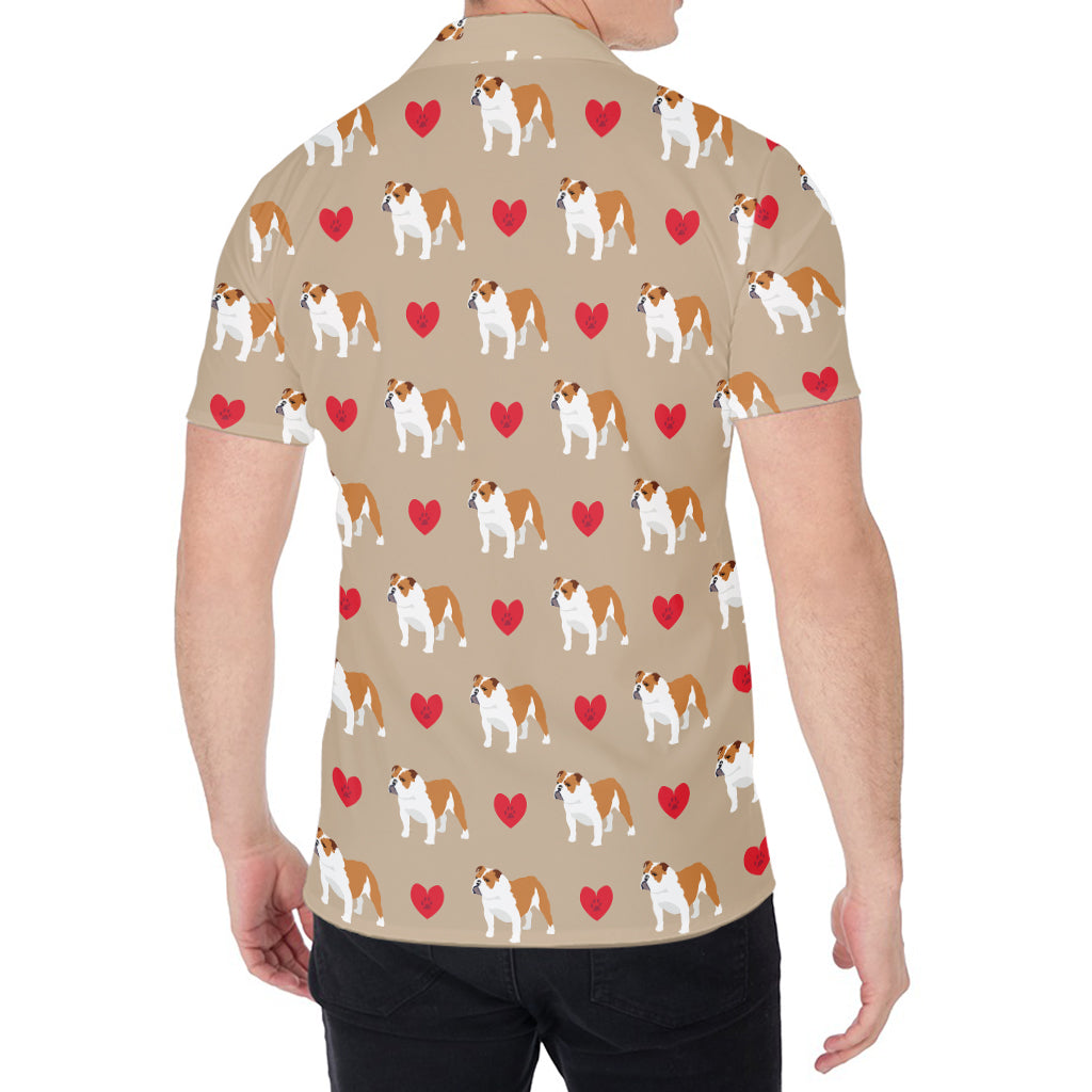 Love English Bulldog Pattern Print Men's Shirt
