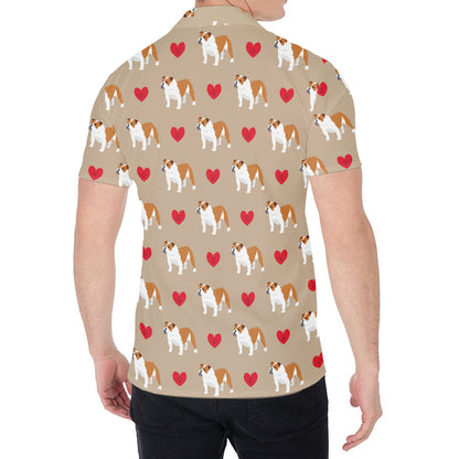 Love English Bulldog Pattern Print Men's Shirt