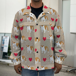 Love English Bulldog Pattern Print Men's Shirt Jacket