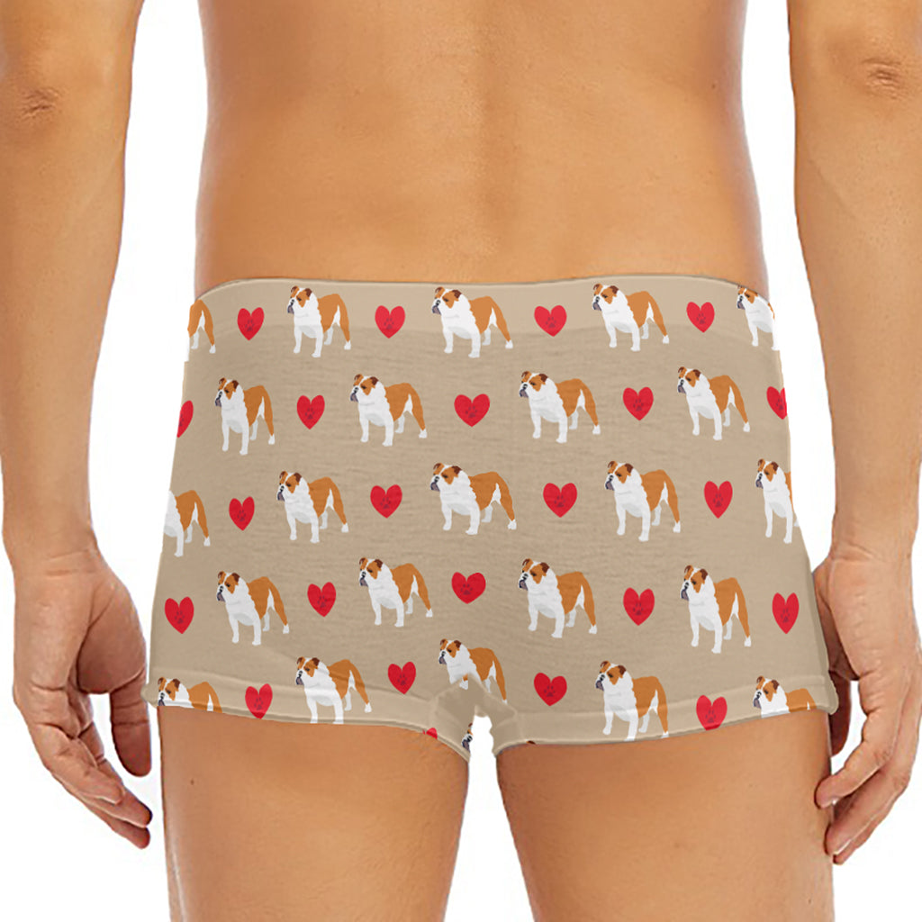 Love English Bulldog Pattern Print Men's Short Boxer Briefs