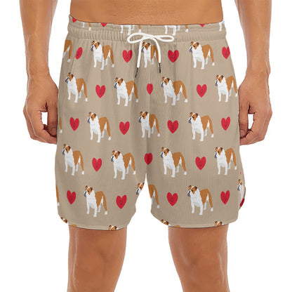 Love English Bulldog Pattern Print Men's Split Running Shorts