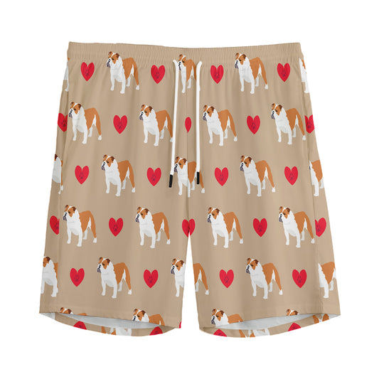 Love English Bulldog Pattern Print Men's Sports Shorts