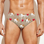 Love English Bulldog Pattern Print Men's Swim Briefs