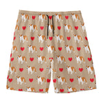 Love English Bulldog Pattern Print Men's Swim Trunks