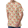 Love English Bulldog Pattern Print Men's Velvet T-Shirt