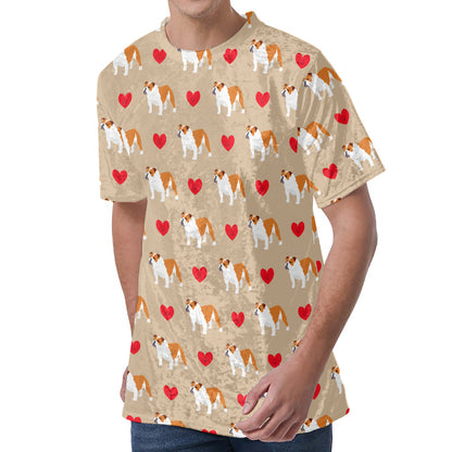 Love English Bulldog Pattern Print Men's Velvet T-Shirt