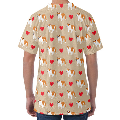 Love English Bulldog Pattern Print Men's Velvet T-Shirt