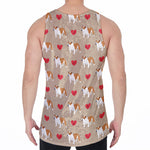 Love English Bulldog Pattern Print Men's Velvet Tank Top