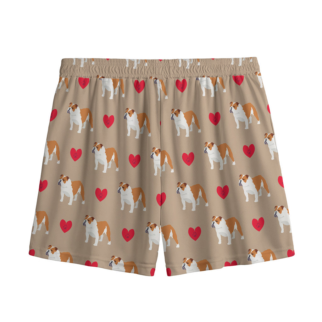 Love English Bulldog Pattern Print Mesh Shorts