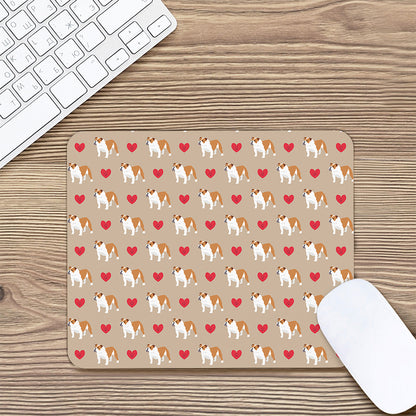 Love English Bulldog Pattern Print Mouse Pad