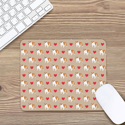 Love English Bulldog Pattern Print Mouse Pad