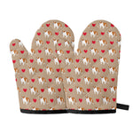 Love English Bulldog Pattern Print Oven Mitts