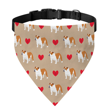 Love English Bulldog Pattern Print Over The Collar Dog Bandana