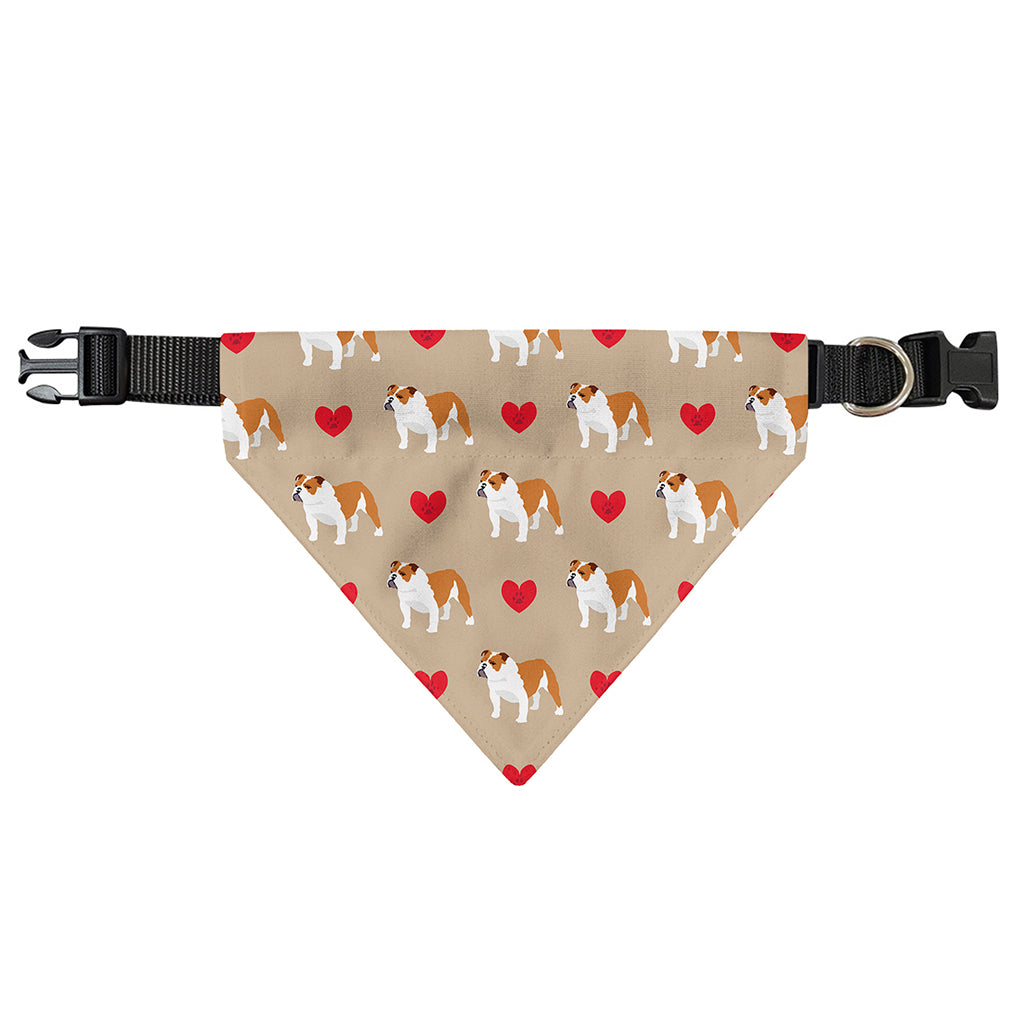 Love English Bulldog Pattern Print Over The Collar Dog Bandana