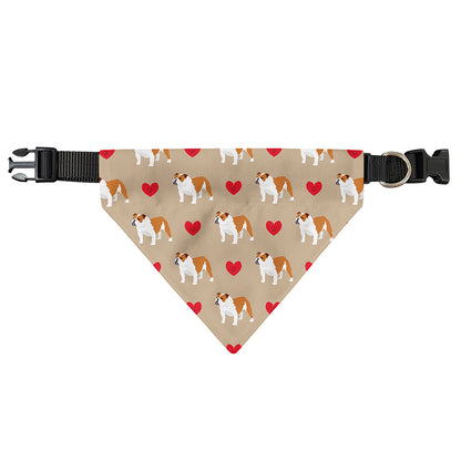 Love English Bulldog Pattern Print Over The Collar Dog Bandana
